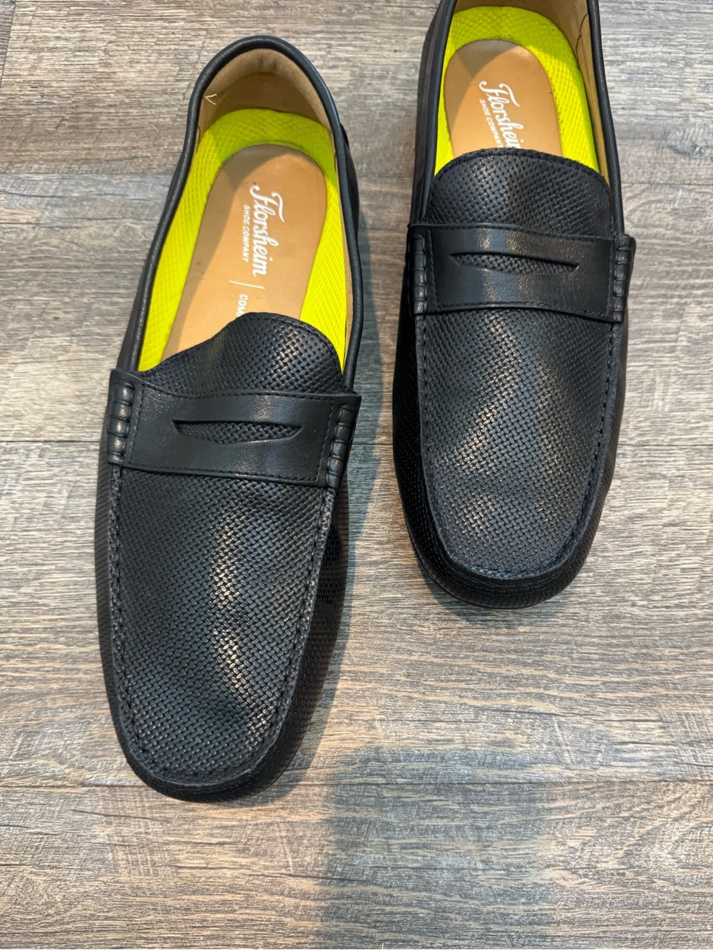 Florsheim Black Perforated Penny Loafers - Picture 6 of 13